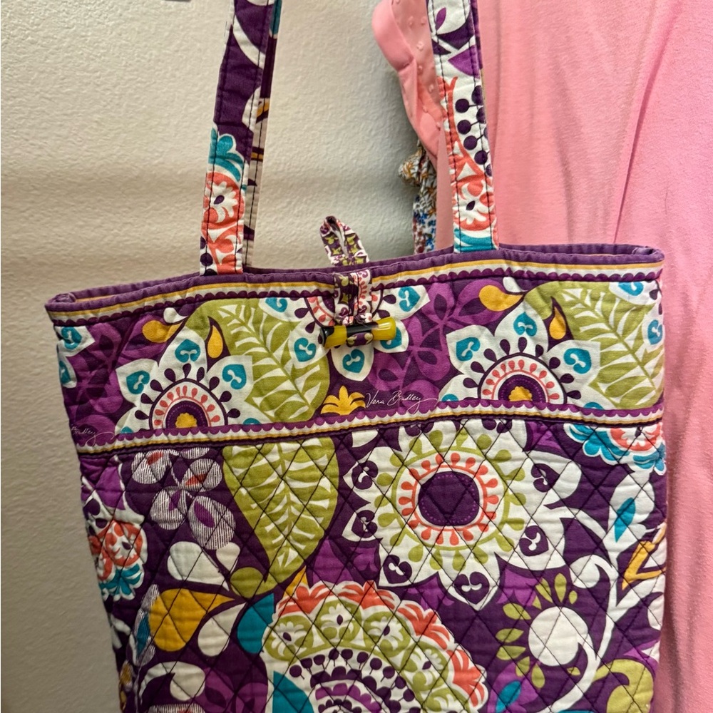 Vibrant Purple Floral Vera Bradley Tote Bag